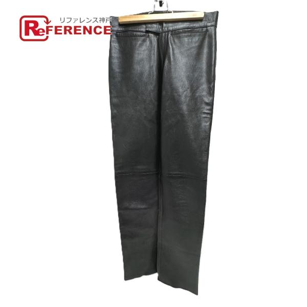 PRADA プラダ ライダース アパレル ボトムス マジックテープ レザー パンツ ブラック メンズ...