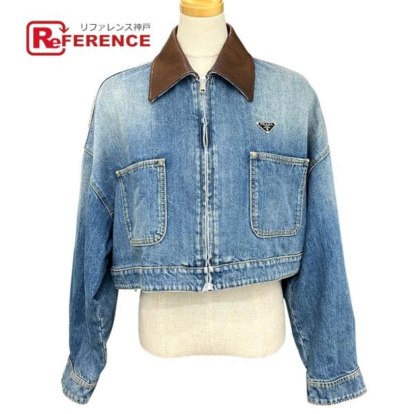 美品 PRADA プラダ RN.98339-CA.34767 トライアングルプレート 襟元レザー G...
