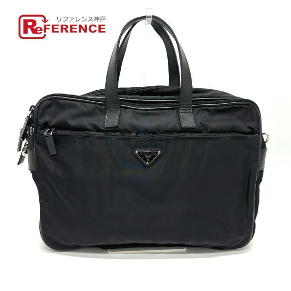 PRADA プラダ 2VE407 トライアングルロゴ 2WAY カバン ビジネスバッグ ブラック メ...