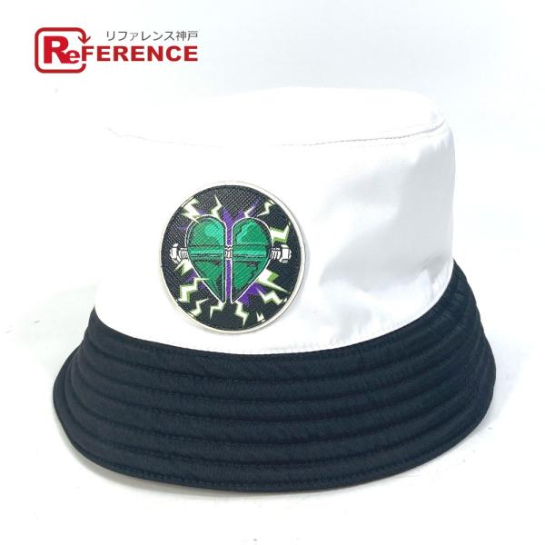 PRADA プラダ バイカラー ハット帽 帽子 バケットハット ボブハット トライアングルロゴ 三角...