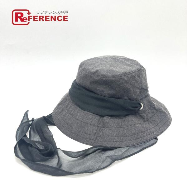 新品同様 PRADA プラダ リボン付き 帽子 ハット グレー レディース【中古】