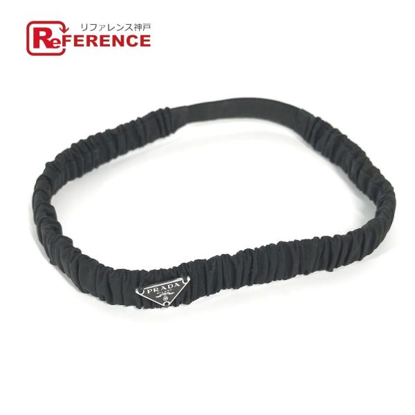未使用 PRADA プラダ 1IE021 ロゴ ヘアアクセサリー カチューシャ ヘッドバンド トライ...