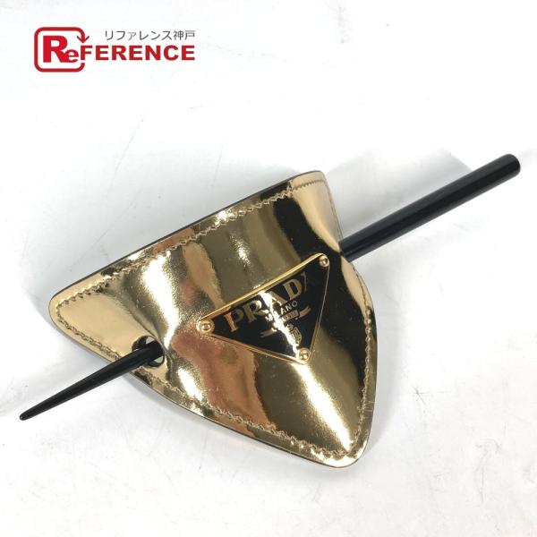 未使用 PRADA プラダ 1IF004 トライングルロゴ かんざし ヘアピック ヘアアクセサリー ...