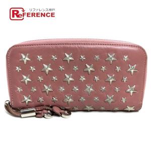 JIMMY CHOO ジミーチュウ ラウンドファスナー長財布 スタースタッズ 長財布（小銭入れあり） ラムレザー レディース