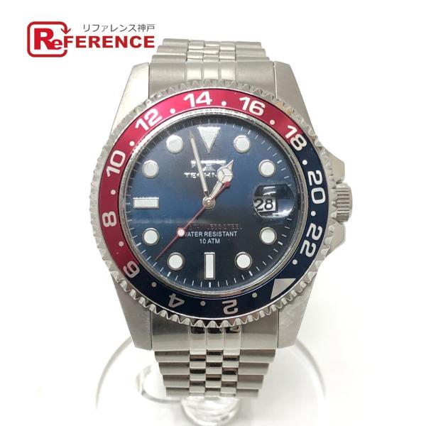 TECHNOS テクノス T9C11SN デイト クォーツ ウォッチ 時計 ラウンドフェイス 回転ベ...