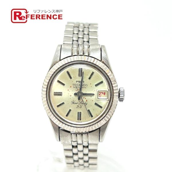 TECHNOS テクノス フェアレディ25 自動巻き 腕時計 シルバー レディース【中古】