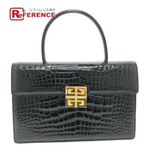 GIVENCHY ジバンシィ ロゴ金具 カバン ハンドバッグ クロコダイル ブラック レディース【中古】｜reference