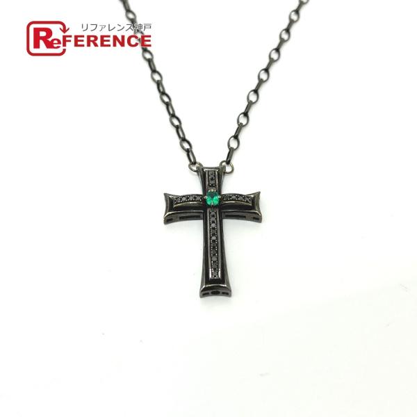 VARTIX ヴァティックス K10 ブラック加工 クロス エメラルド ブラックダイヤ チェーン ア...