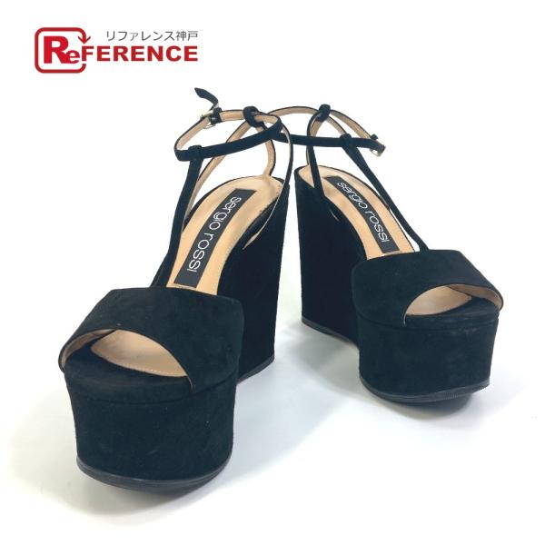 Sergio Rossi セルジオロッシ A78370 アンクルストラップ ミュール スエード ブラ...