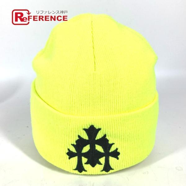 美品 CHROME HEARTS クロムハーツ ロゴ ３クロス ビーニー 帽子 ニット帽 ニットキャ...