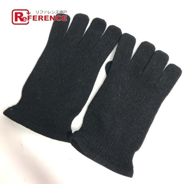 LOUIS VUITTON ルイヴィトン モノグラム ラメ グローブ 手袋 ブラック レディース【中...