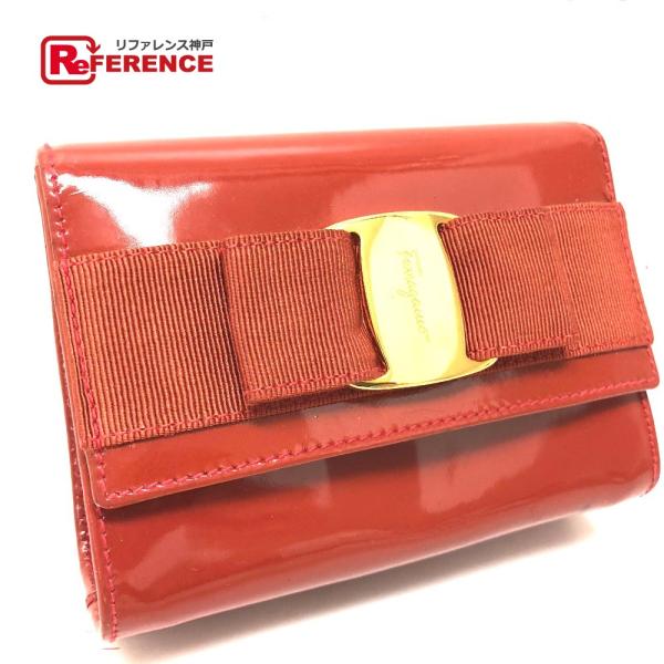 Salvatore Ferragamo サルヴァトーレフェラガモ フラップ 入れ ヴァラ リボン ポ...