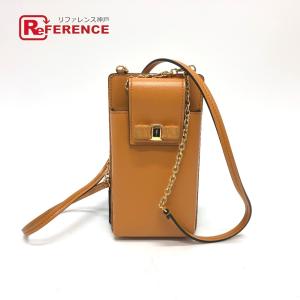 Salvatore Ferragamo サルヴァトーレフェラガモ ヴァラ フォンケース 携帯ケース  ショルダーバッグ オレンジブラウン  レディース【中古】｜reference