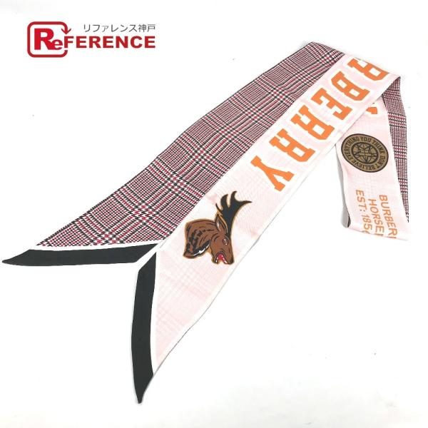 未使用 BURBERRY バーバリー 8037524 ロゴ バンドースカーフ スカーフ ピンク レデ...