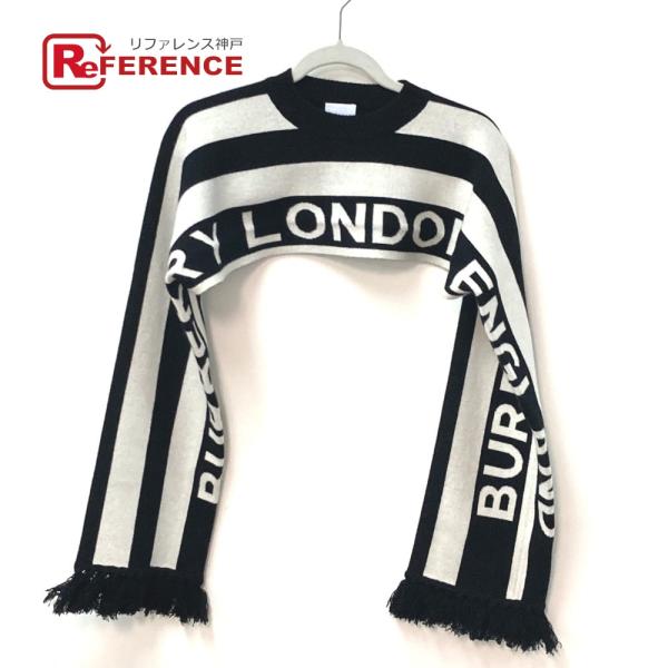 美品 BURBERRY バーバリー 8025623 ロゴ ケープレット バイカラー フリンジ ポンチ...