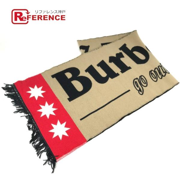未使用 BURBERRY バーバリー 8049659 ロゴ フリンジ マフラー ベージュ レディース...