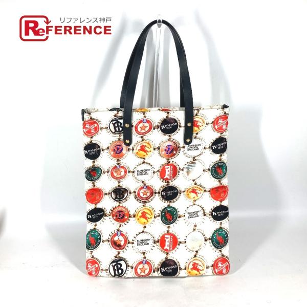 美品 BURBERRY バーバリー ロゴ トートバッグ カバン 縦型 ショルダーバッグ マルチカラー...