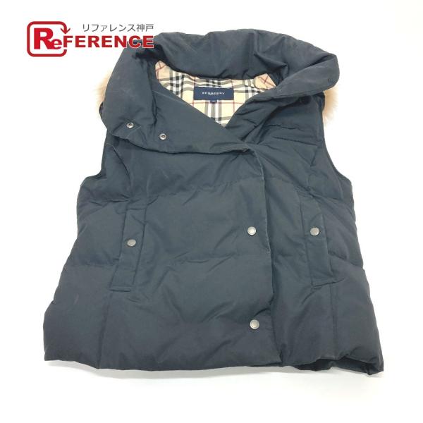 BURBERRY バーバリー フードファー ロンドン ダウンベスト ブラック レディース【中古】