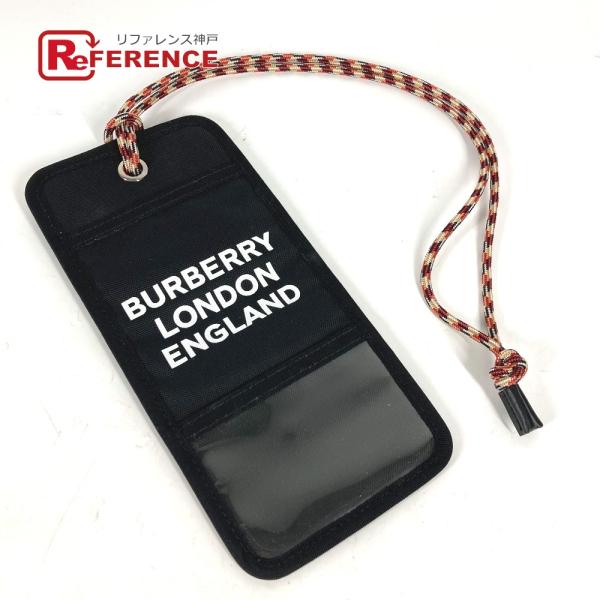 美品 BURBERRY バーバリー ロゴ ネックストラップ付 カードホルダー ポーチ パスケース カ...