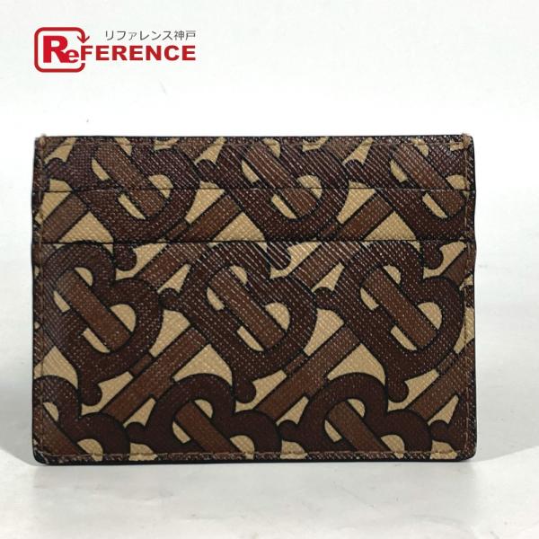 美品 BURBERRY バーバリー TB ロゴ 名刺入れ パスケース カードケース ブラウン ユニセ...