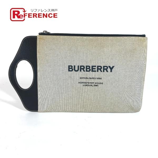 BURBERRY バーバリー ロゴ ハンドバッグ カバン 2WAYバッグ クラッチバッグ グレー メ...
