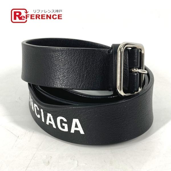 BALENCIAGA バレンシアガ 518417 ロゴ ベルト ブラック レディース【中古】