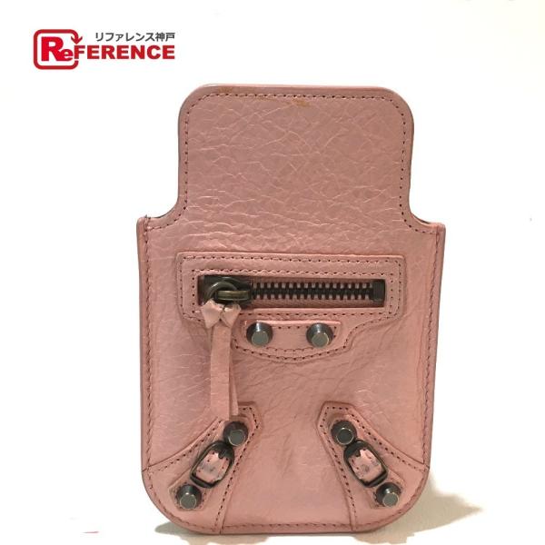 BALENCIAGA バレンシアガ 240584 スマートフォンケース レザー レディース ピンクベ...