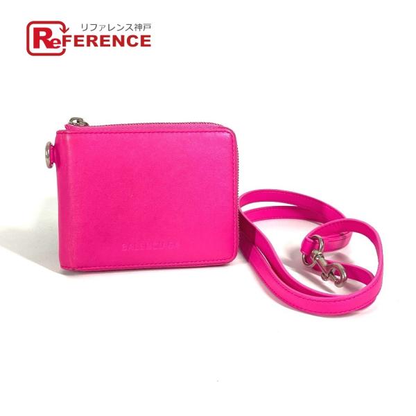 BALENCIAGA バレンシアガ 659224 ロゴ ストラップ付 ラウンドファスナー コンパクト...