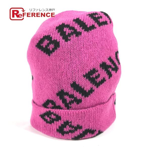 BALENCIAGA バレンシアガ 555282 ロゴ バイカラー ビーニー 帽子 ニット帽 ニット...
