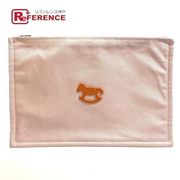 HERMES エルメス 小物入れ アダダドットGM フラット ポーチ コットン ピンク レディース【...