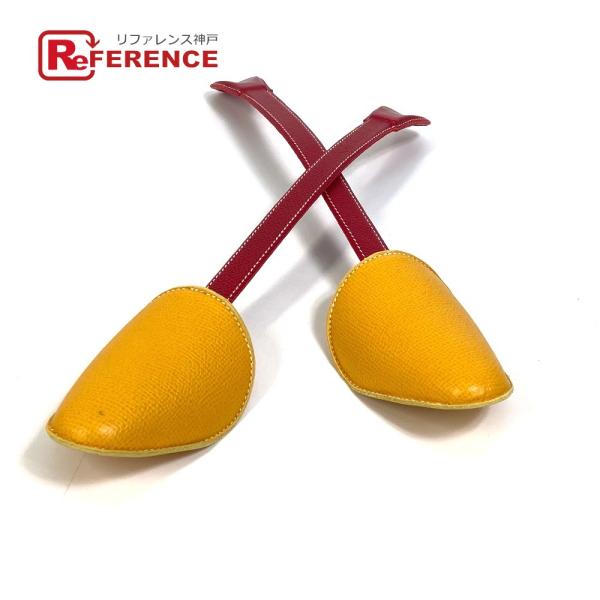 HERMES エルメス バイカラー シューズキーパー 雑貨 リセ イエロー×レッド ユニセックス【中...