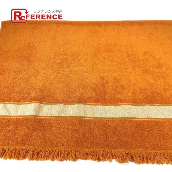 HERMES エルメス ヨッティング ビーチタオル ロゴ 大判 フリンジ  バスタオル インテリア ...