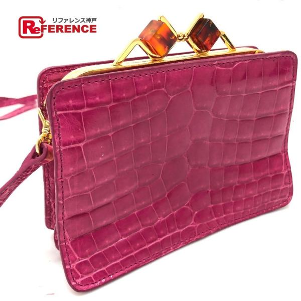 Miu Miu　ミュウミュウ  ポシェット がま口 ショルダーバッグ //クロコ型押しレザー レディ...