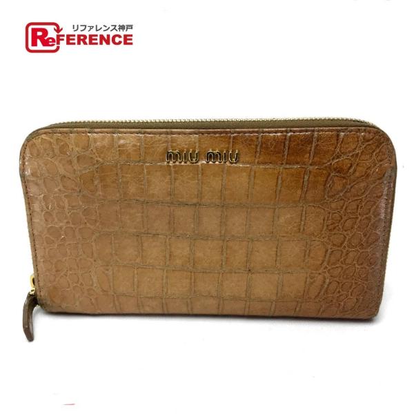 MIUMIU ミュウミュウ 5M0506 ラウンドファスナー長財布 クロコ型押し 長財布（あり） ク...