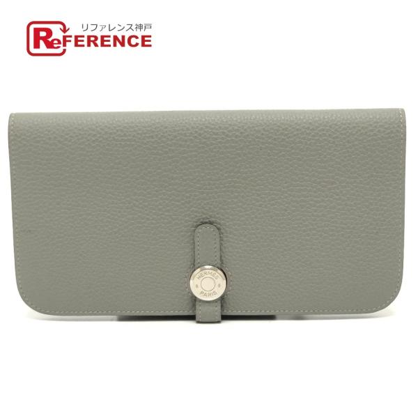 HERMES エルメス ドゴン ロング 財布 二つ折り ロングウォレット シルバー金具 長財布 グリ...