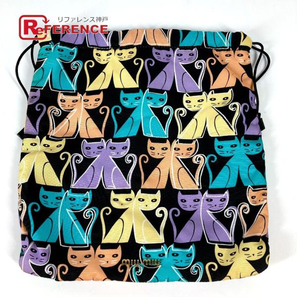 美品 MIUMIU ミュウミュウ キャット 猫 巾着ポーチ メイクポーチ マルチポーチ ポーチ マル...