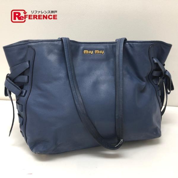 miumiu ミュウミュウ RR1913 ショルダーバッグ トートバッグ レザー/ レディース　ネイ...