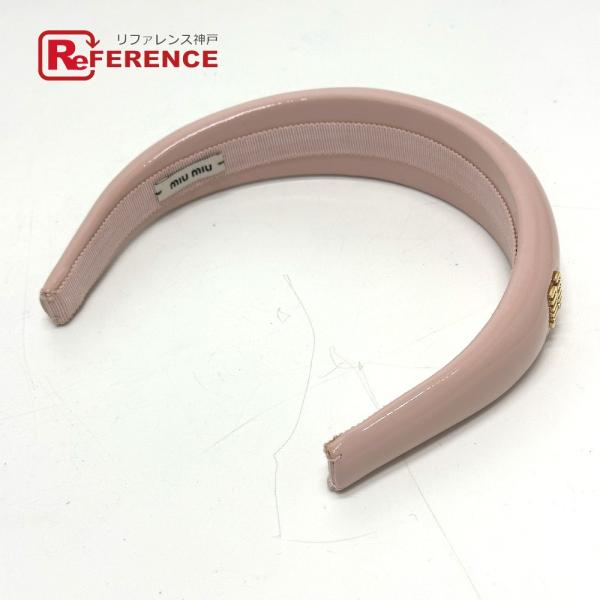 MIUMIU ミュウミュウ 5IH025 ロゴ ヘッドバンド ヘアバンド カチューシャ パテントレザ...
