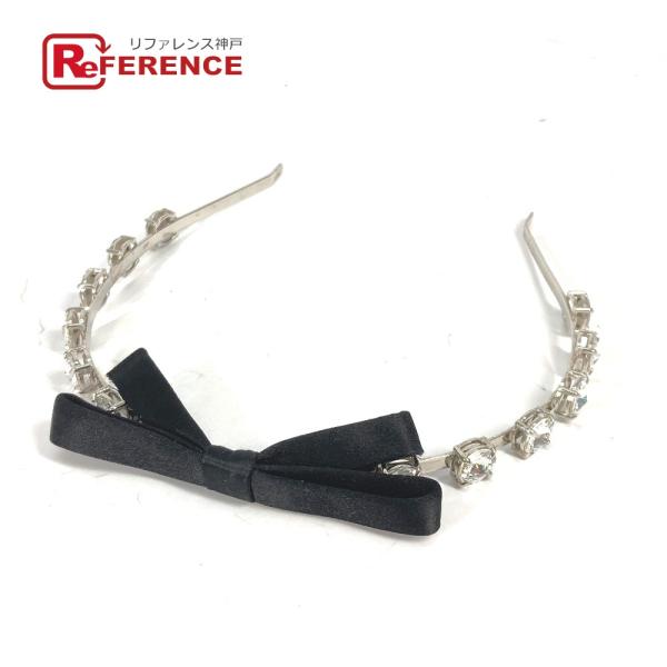 MIUMIU ミュウミュウ リボン ラインストーン ヘアバンド ヘッドバンド りぼん カチューシャ ...