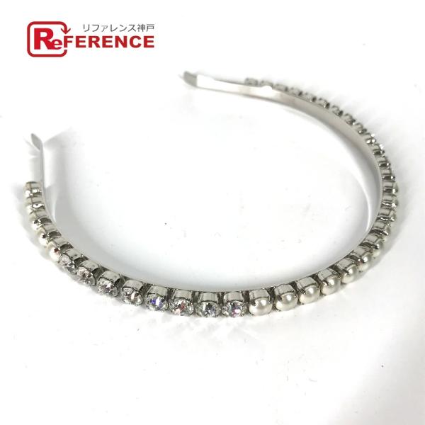 MIUMIU ミュウミュウ パール ラインストーン ヘアバンド ヘッドバンド アクセサリー カチュー...