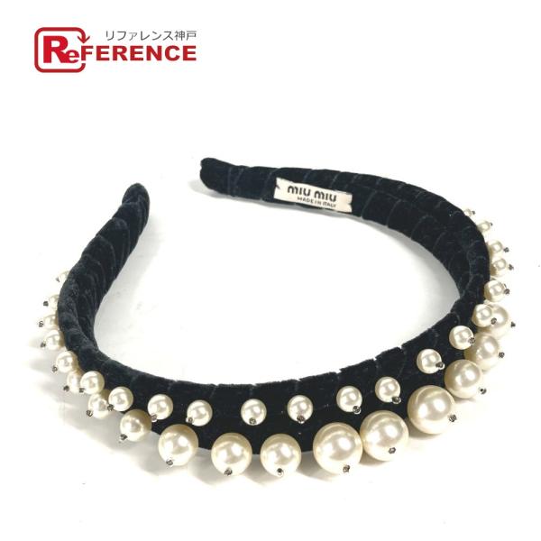 MIUMIU ミュウミュウ フェイクパール ヘアバンド ヘッドバンド ヘアアクセサリー カチューシャ...