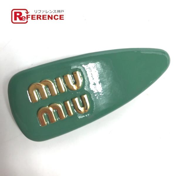 未使用 MIUMIU ミュウミュウ 5IF092 ロゴ ヘアクリップ バレッタ ヘアアクセサリー ヘ...