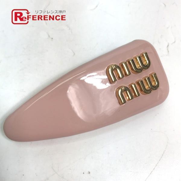 美品 MIUMIU ミュウミュウ 5IF092 ロゴ ヘアアクセサリー バレッタ ヘアピン ピンク ...