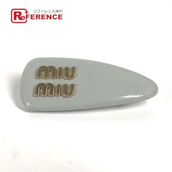 MIUMIU ミュウミュウ ロゴ ヘアアクセサリー  ヘアピン ライトブルー レディース【中古】