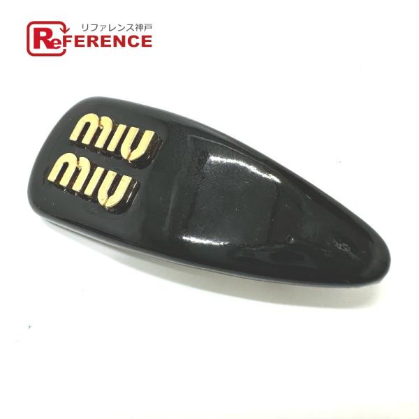 MIUMIU ミュウミュウ 5IF092 ロゴ ヘアアクセサリー バレッタ ブラック レディース【中...