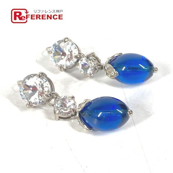 美品 MIUMIU ミュウミュウ ラインストーン アクセサリー ピアス シルバー レディース【中古】