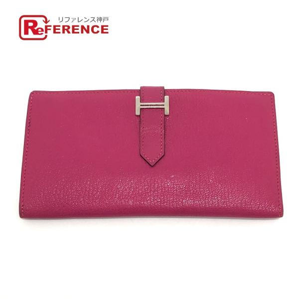 HERMES エルメス ベアン ベアンクラシック シルバー金具 財布 小物 ロングウォレット 2つ折...