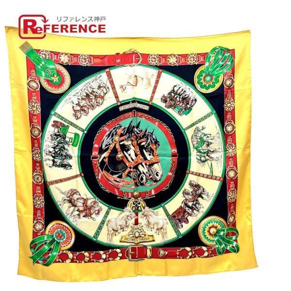 HERMES エルメス CHEVAUX DE TRAIT 輓馬 カレ90 カレ 90 スカーフ オレ...