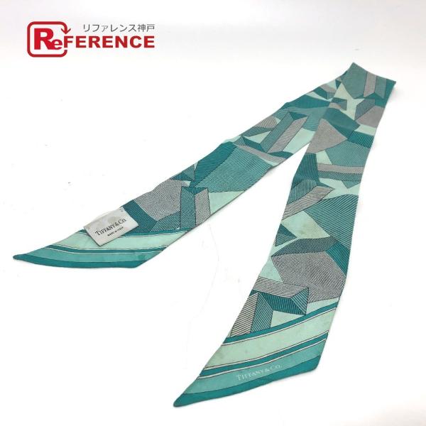 TIFFANY&amp;Co. ティファニー 総柄 ツイリー スカーフ グリーン レディース【中古】