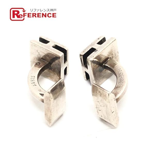 HERMES エルメス H スクエア カフス 小物 アクセサリー カフス シルバー レディース【中古...